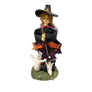 Vintage Clothtique Fabric Mache Witch Ghost Halloween Figurine Statue